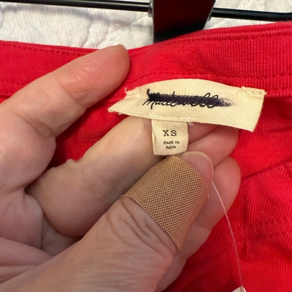 Madewell Side Cinch Puff Sleeve Tee Shirt NWT XS Red 100% Cotton - Picture 8 of 10